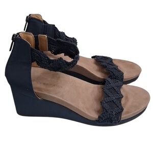 Lucky Brand Blue Lace Detail Women's Wedge Sandals Size 10